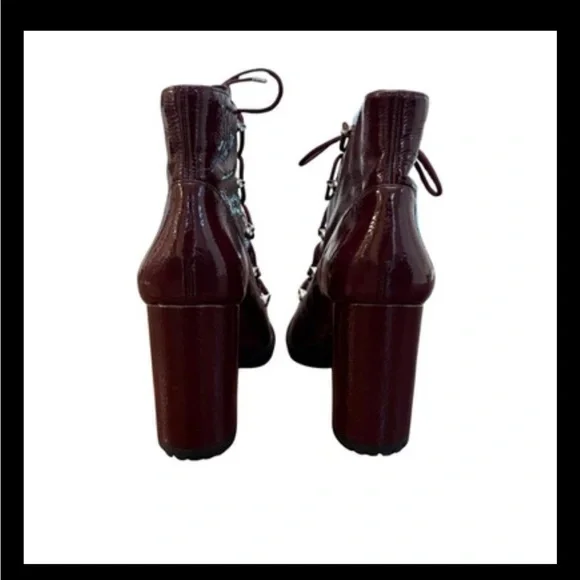 Gianni Bini Burgundy Patent Leather Platform Lace-Up Ankle Boots Size 7M NWOT - Picture 12 of 14